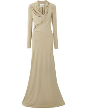 TOVE Vevina Draped Pleated Jersey Maxi Dress - Natural