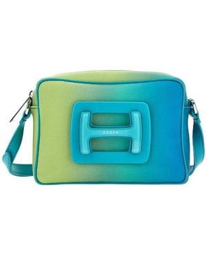 Hogan Logo Plaque Zip-Up Shoulder Bag - Blue