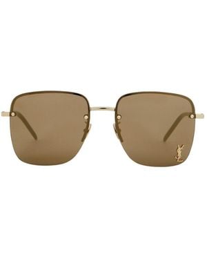 Saint Laurent Frameless Square Metal Thin-Rimmed Sunglasses - Metallic