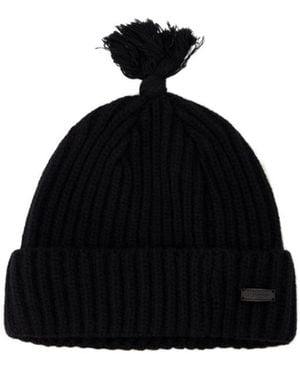 Adererror Ribbed Pom-Pom Beanie Hat - Black