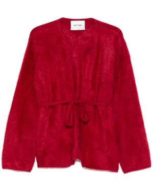 Soft Goat Brushed Cardigan - Red