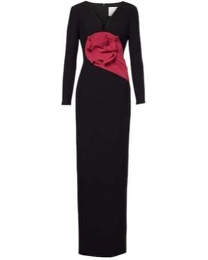 Roland Mouret Floral-Appliqué Crepe Gown - Blue