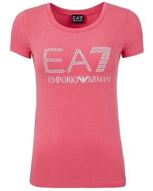 EA7 Item O-Neck Short-Sleeved T-Shirt - Pink