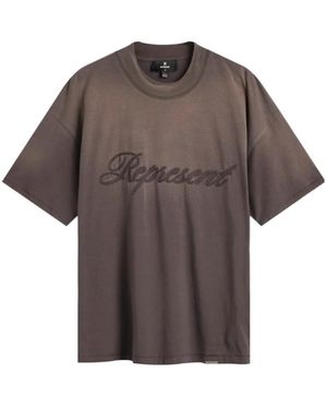 Represent Logo Crew Neck T-Shirt - Brown