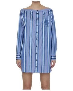 Etro Boat-Neck Striped Shirt Dress - Blue