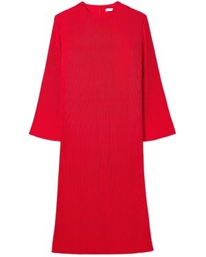 Tibi Plissé-Crepe Midi Dress - Red