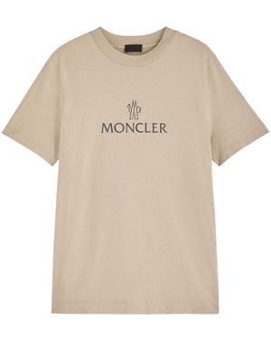 Moncler Logo-Print Cotton T-Shirt - Natural