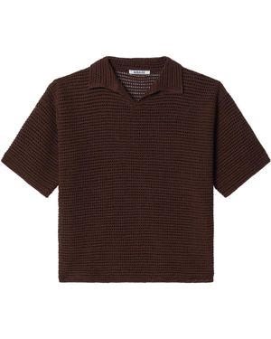 AURALEE Open-Knit Polo Shirt - Brown