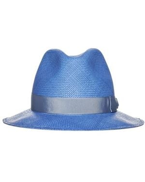 Borsalino Straw Ribbon Band Hat - Blue