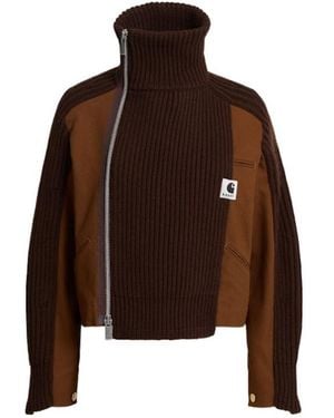Sacai X Carhartt Duck Knit Jacket - Brown