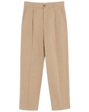 Valentino Button Detailed Pleated Trousers - Natural