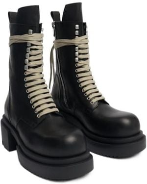 Rick Owens Lace-Up Leather Boots - Black
