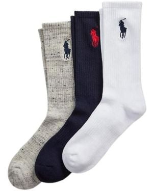 Polo Ralph Lauren 3 Pack Big Polo Pony Crew Sock - Blue