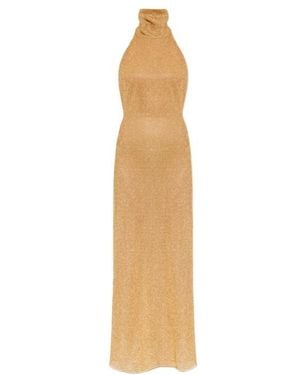 Oséree Oséree Halterneck Cut-Out Lurex Dress - Natural