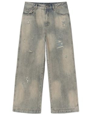 Juun.J Distressed Wide-Leg Jeans - Grey