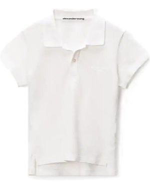 Alexander Wang Embellished Short-Sleeved Polo Shirt - White
