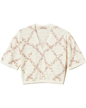 Twinset Floral Pattern Cardigan - Natural