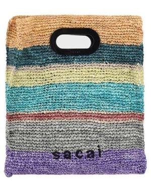 Sacai Logo Embroidered Tote Bag - Blue