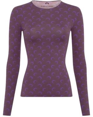 Marine Serre Moon Print Long-Sleeved Cover-Up - Purple