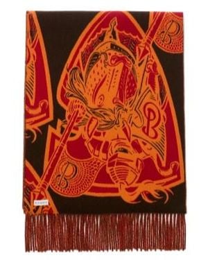 Burberry Charging Knight Fringed Scarf - Red
