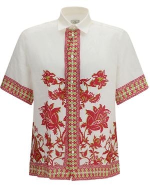Etro Short-Sleeved Floral Printed Shirt - White