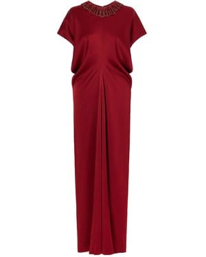 Jenny Packham Draped Satin Gown - Red