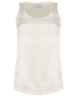 Brunello Cucinelli Simple Sleeveless Top - White