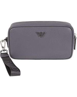 Emporio Armani Logo Plaque Toiletry Bag - Grey