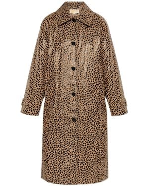 Michael Kors Michael Leopard Printed Mid-Length Coat - Natural