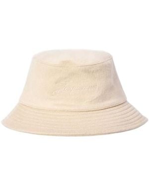 Jacquemus Logo Embroidered Le Bob Bucket Hat - White