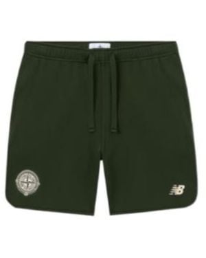 Stone Island Loose-Wide-Leg-Fit Shorts With Drawstring Waistband - Green