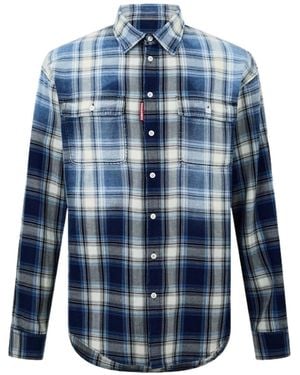DSquared² Checkered Cotton Shirt - Blue