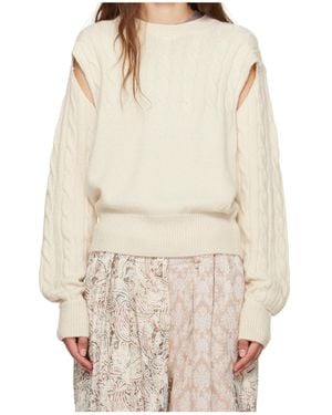OPEN YY Convertible Cable Knit Jumper - Natural