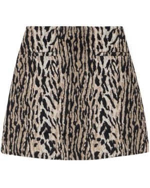 RIXO London Leopard Print Midi Skirt - Black