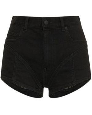 Mugler Lace Mini Denim Shorts - Black