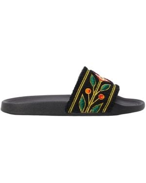 CASABLANCA Round-Toe Open-Toe Slides - Black