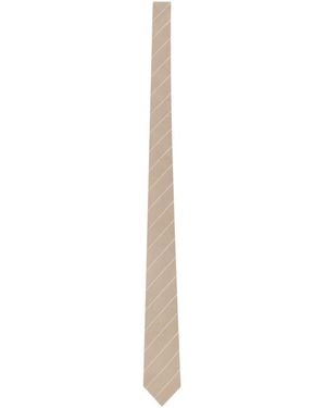 Saint Laurent Striped Tie - White