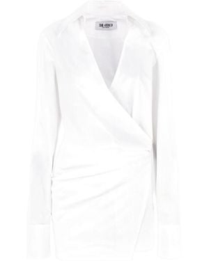 The Attico The V-Neck Shirt Dress - White