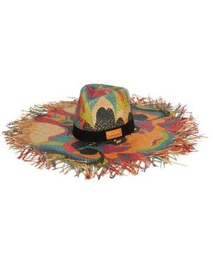Etro Floral Straw Hat With Micro Studs - White