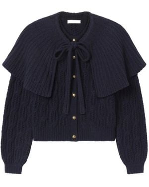 FRAME The Cape Cable-Knit Cardigan - Blue