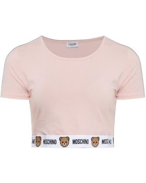 Moschino Logo Band Cropped T-Shirt - Pink