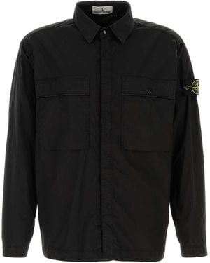 Stone Island Logo Patch Overshirt - Black