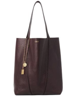 Chloé Chloé Spin Charm Detailed Tote Bag - Purple