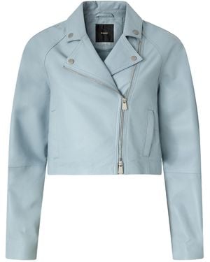 Pinko Zip Leather Jacket - Blue