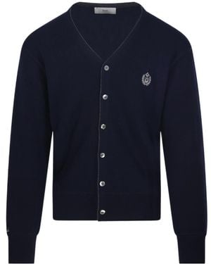 DUNST Logo Wool Cardigan - Blue