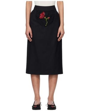 Simone Rocha Embellished Flower Peek-A-Boo Skirt - Black