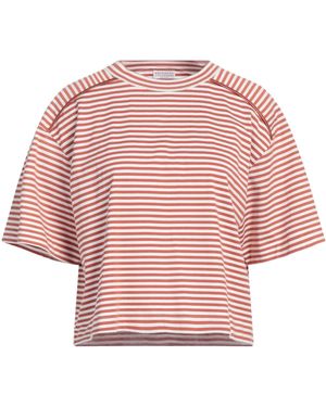 Brunello Cucinelli Striped Short Sleeve T-Shirt - Pink