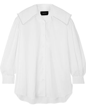 Simone Rocha Faux Pearl-Embellished Cotton-Poplin Shirt - White