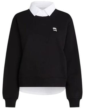 Karl Lagerfeld Ikon Two-Tone Sweatshirt - Black