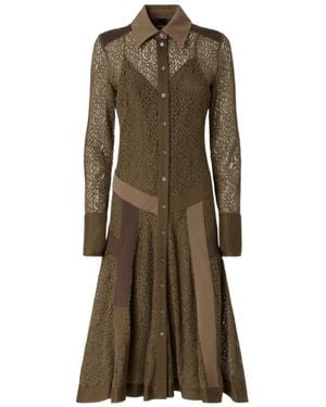 Pinko Lace-Panelled Midi Shirt Dress - Green